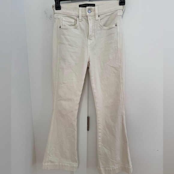 Veronica Beard Cream Straight Leg Jeans - Picture 3 of 7